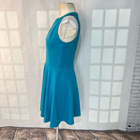 Rebecca Taylor NWT ponte jersey sleeveless fit & flare turquoise dress size 4 - Picture 9 of 13